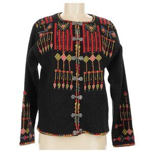 VRIKKE Wool Embroidered Cardigan Sweater Scandinavian Medium
